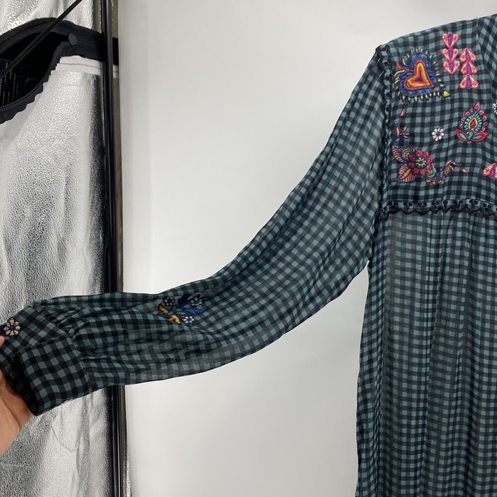 Johnny Was Jade Gingham Plaid Lana Tiered Midi dress size S bohemian prairie - Picture 9 of 15